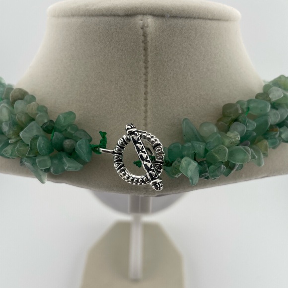 Chunky Green Agate Chip Statement Collar Necklace - Picture 3 of 9